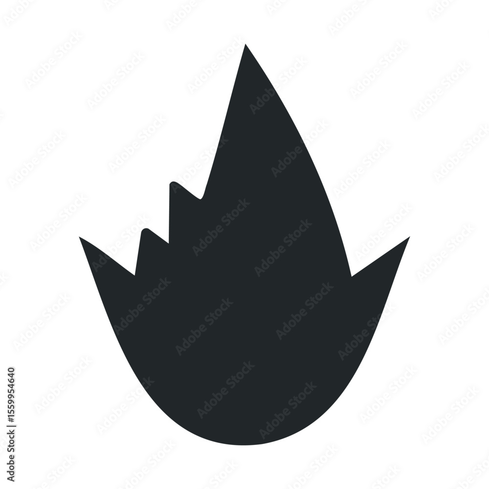 Fototapeta premium Simple black silhouette of aloe vera leaf on white background.