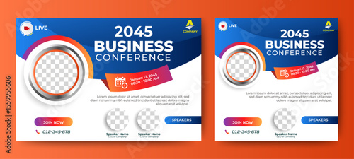 Business Webinar Live Session Conference Flyer Ad Template. vector