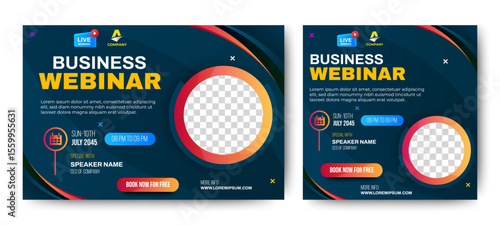 Business Webinar Live Session Conference Flyer Ad Template. vector
