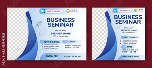 Online Business Webinar Social Media Social media Post Banner Template Design. vector