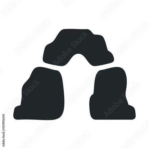 Silhouette of mounds and boulders in abstract formation.