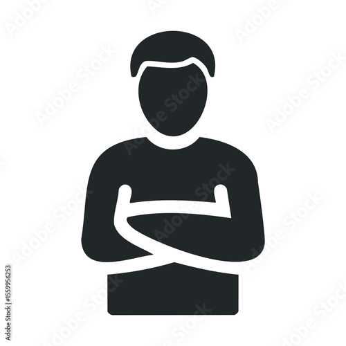 Silhouette of person with folded arms icon.