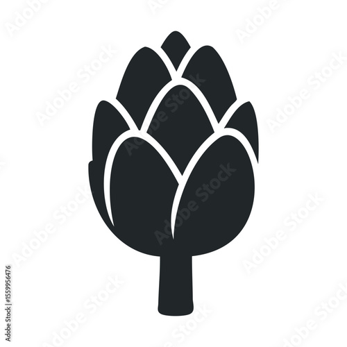 Black silhouette artichoke illustration on white.