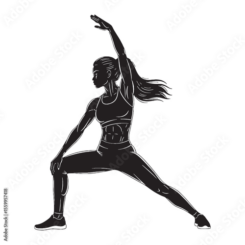 Relaxed lady yoga participant unwinding with gentle and calming movements - lady yoga silhouette - lady yoga Vector - Silhouette of lady yoga

