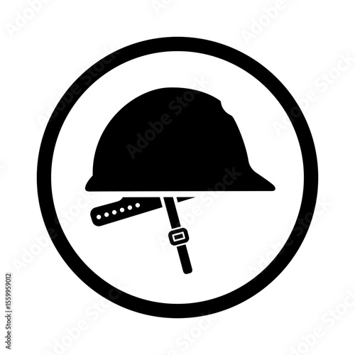mandatory safety signs icon_safety helmet and strap must be worn with frame round shapes