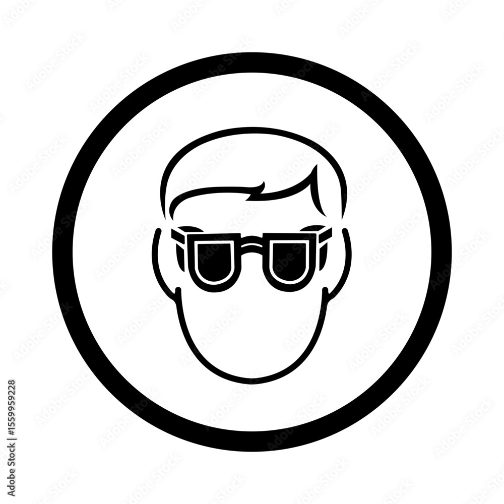 mandatory safety signs icon_wear safety goggles with frame round shapes mandatory safety signs icon_wear safety goggles with frame round shapes
