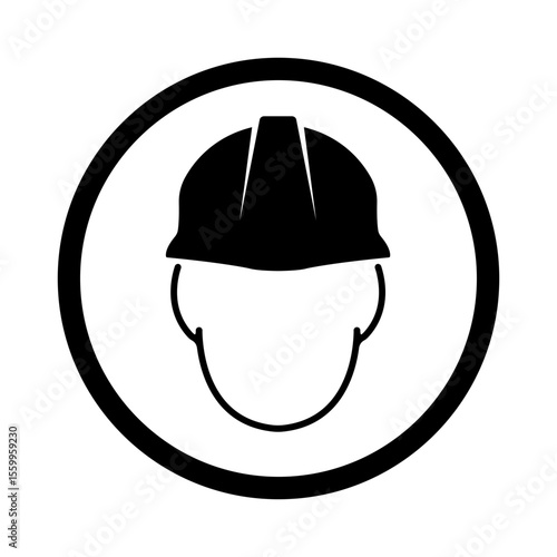 mandatory safety signs icon_wear safety helmet with frame round shapes