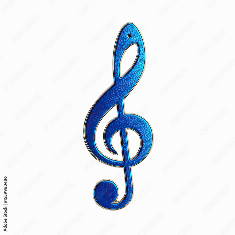 Fototapeta premium Vibrant Blue Treble Clef Symbol on Dark Background
