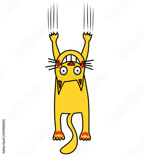 illustration of a cat scratching the wall