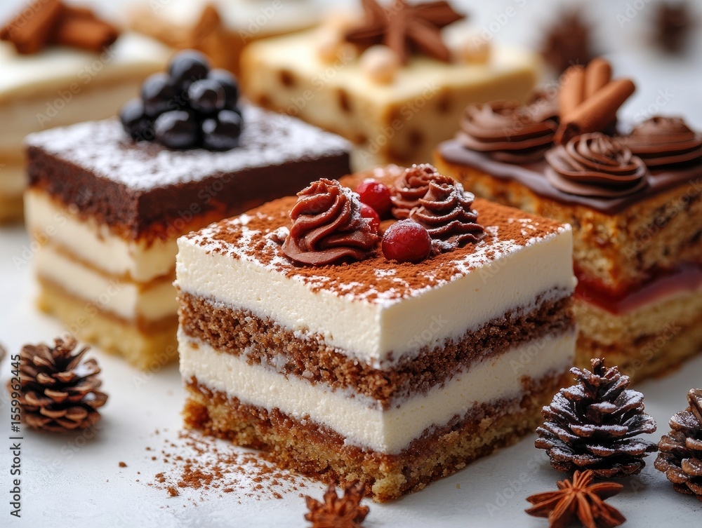 Assorted mini tiramisu cakes Assorted mini tiramisu cakes