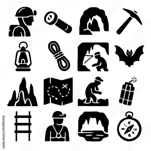 Collection of Cave Exploration and Caving Icons