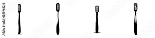Silhouette pictogram set of toothbrushes in various designs and styles for hygiene and dental care representation