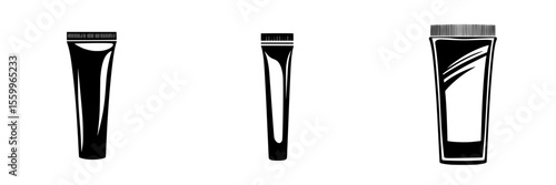 Silhouette pictogram set featuring various tube designs for creative, artistic, and marketing applications
