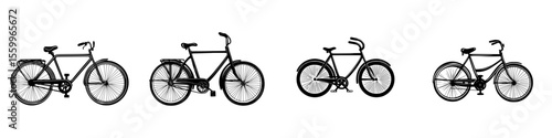 Different types of bicycle silhouettes depicting various styles and designs for cycling enthusiasts and graphic designers
