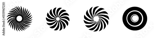 Dynamic silhouettes of turbine and fan designs showcasing various shapes and patterns for creative applications