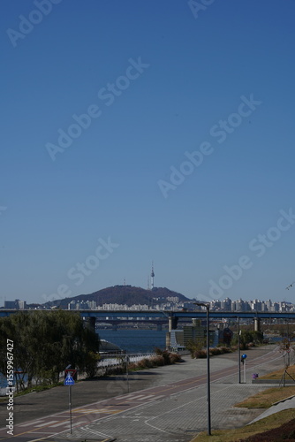 Looking at Namsan Tower from the Ttukseom Resort