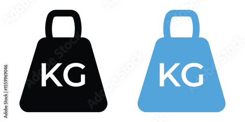 Heavy Weight KG Icon Vector – Gym Dumbbell and Kettlebell Symbol with Linear Outline Design,