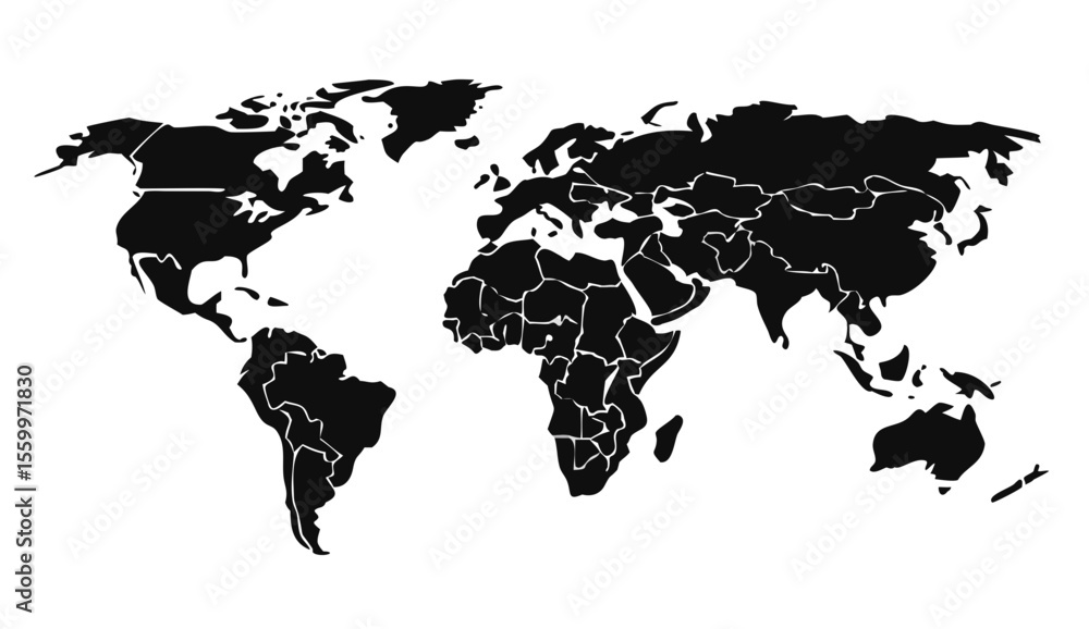 Naklejka premium Detailed world map. Vector illustration
