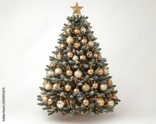 Ornate Christmas tree with gold ornaments