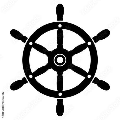 Ship steering wheel set. Boat steering wheels. Vector