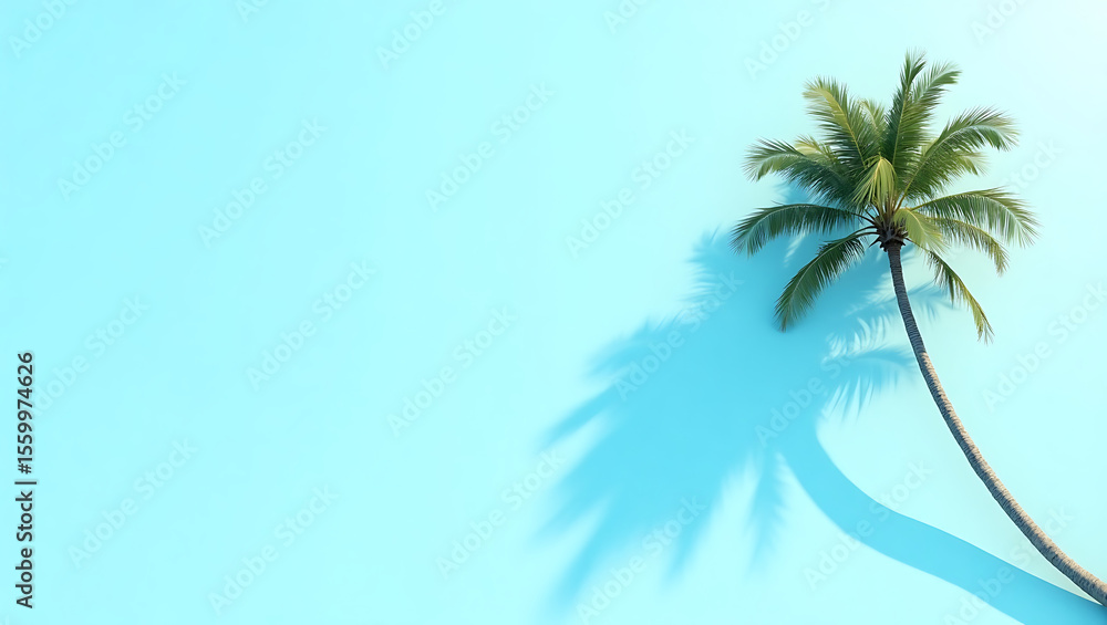 Fototapeta premium Serene Summer Scene Palm Tree Serenity on a Blue Sky