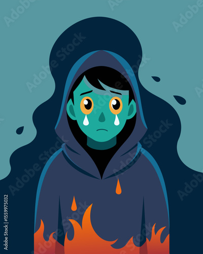 A disguised as a friendly companion but secretly draining a persons life force leaving them constantly exhausted and emotionally depleted.. Vector illustration