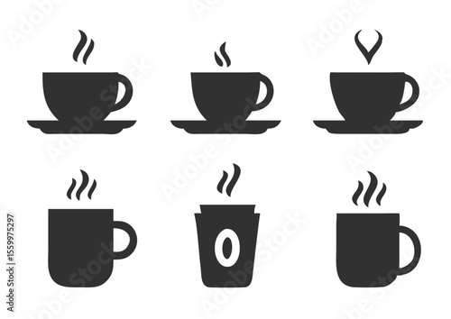 Coffee cup icons set. Vector illustration