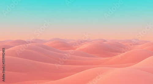 Abstract Landcape of Pink Smooth Hills Under Pastel Sky