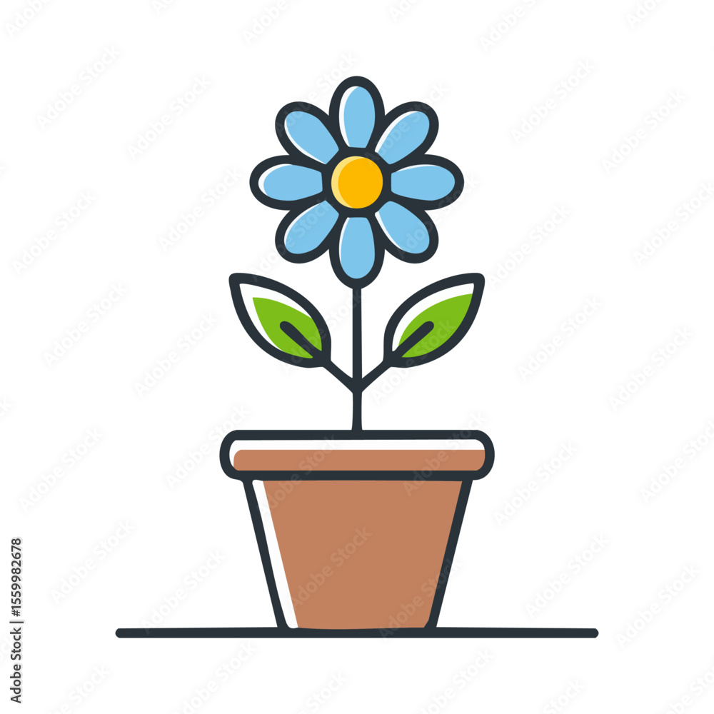 Fototapeta premium Flower Pot vector, flower pot drawing coloring book for children