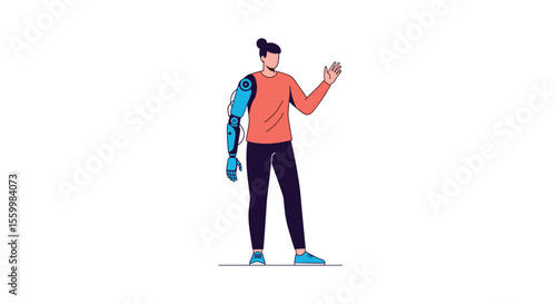 A Positive Outlook Person With a High-Tech Prosthetic Arm Adapting to Life