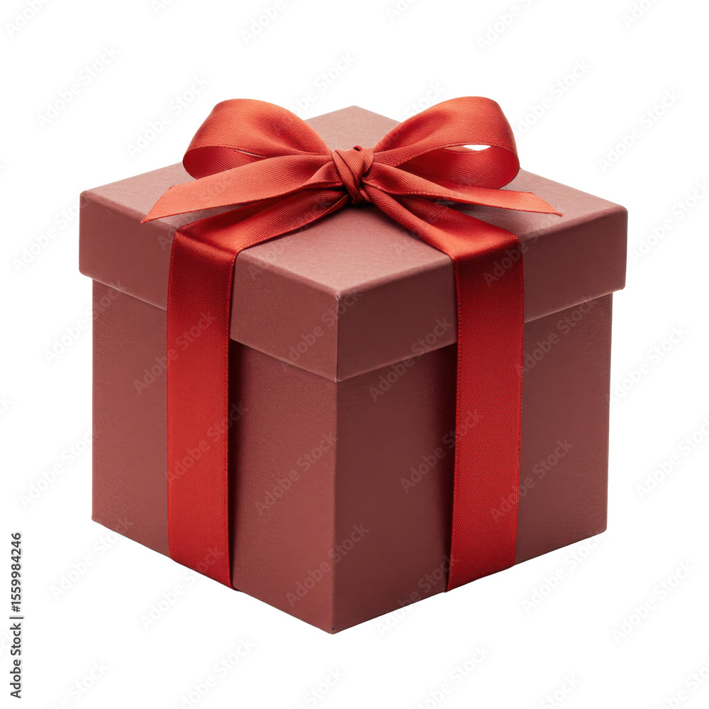 Closed gift box with red ribbon on white background Closed gift box with red ribbon on white background