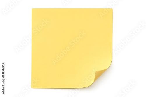 Yellow sticky note curled corner on transparent background