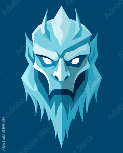 A mask made of ice seemingly beautiful and serene but as it melts away a twisted angered expression is revealed.. Vector illustration