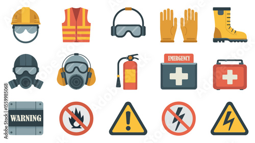 Minimalistic industrial safety icons