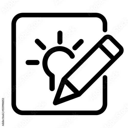 Pencil drawing of a lightbulb in a box. Creative concept for brainstorming, innovation, packaging design, education, and creative thinking projects.