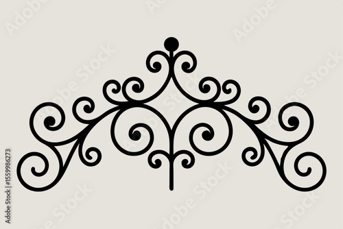 Wrought Iron Scrollwork Details on Vintage Gate
