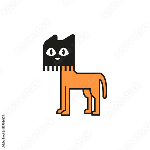 Orange Cat Burglar Vector Design Illustration. Silly Cat Logo