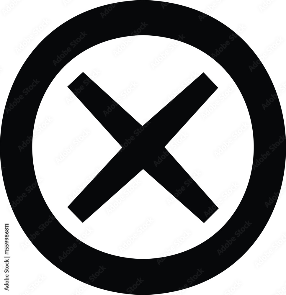 Obraz premium Black circular icon with white cross showing delete, error or cancel symbol in modern interface