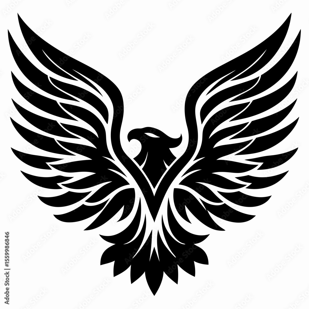 Fototapeta premium Fierce Eagle Wings Spread Vector Illustration