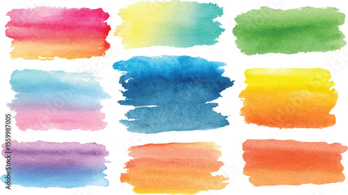 Set of watercolor circles brash multicolored. watercolor abstract watercolor brush strokes hyper realistic highly detailed isolated on transparent background