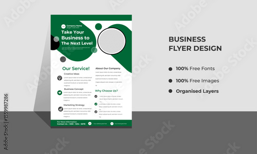 Corporate Business Modern A4 Flyers, green AND BLACK COLOR with creative editable geometric vector design templates, Informative modern layouts for promotional purposes