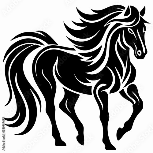 Majestic Stallion Black Horse Illustration