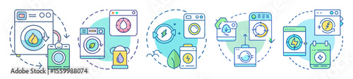 Conceptual illustration of energy efficient and resource saving washing machines and dryers