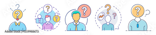 Conceptual illustration of business and personal questions and potential problem solving approaches