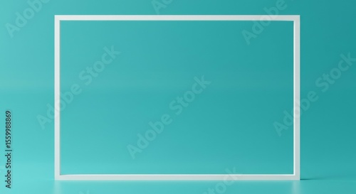 White Frame on Teal Background Modern Minimalist Presentation Mockup