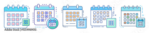 Various calendar representations illustrating schedule management and task planning efficiently