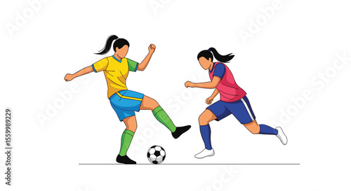 Female Soccer Players Compete on the Field A Dynamic Display of Athleticism