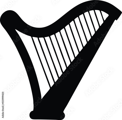  Irish harp silhouette vector illustration