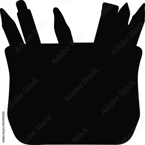 pencils organized in clear pouch silhouette vector