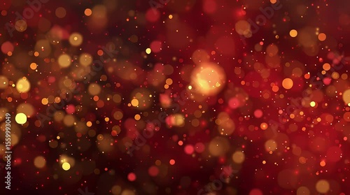 golden bokeh flare light effect on red background	
